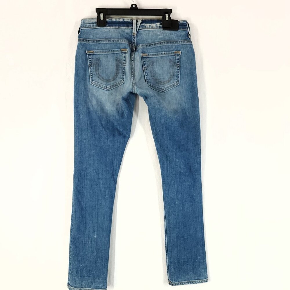 True Religion Audrey Low Rise Jeans Womens 24 Slim Boyfriend Distressed Sequin - Picture 2 of 14